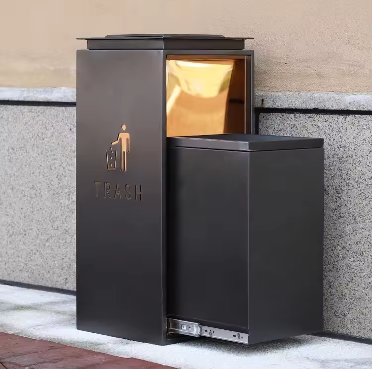 Hotel Prullenbak voor Lobby Lift Ingang RVS (optioneel met of zonder asbak)
